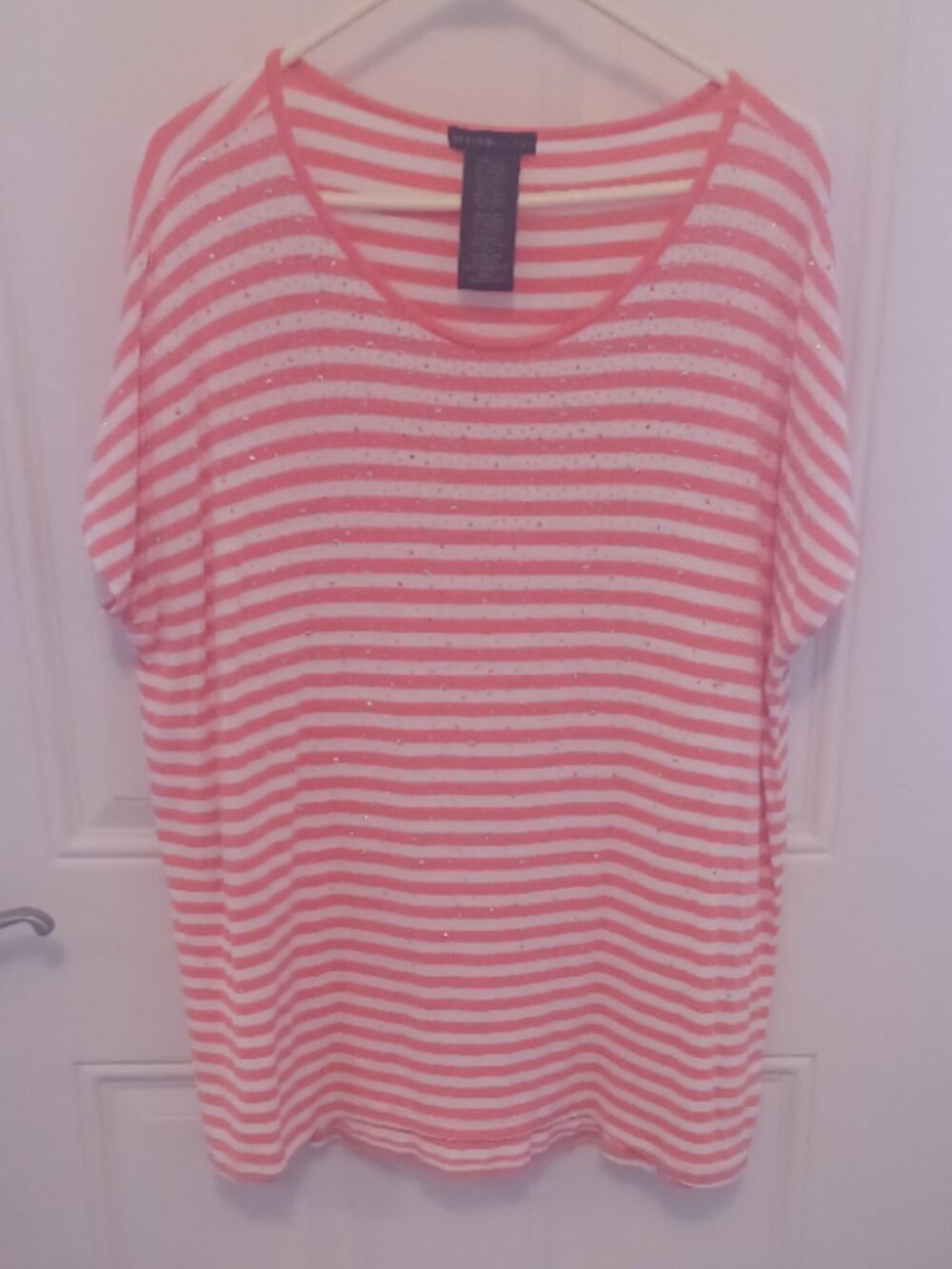 PLUS Design History Ombre Bling Cap Sleeve Peachy Striped lightweight Top XXL